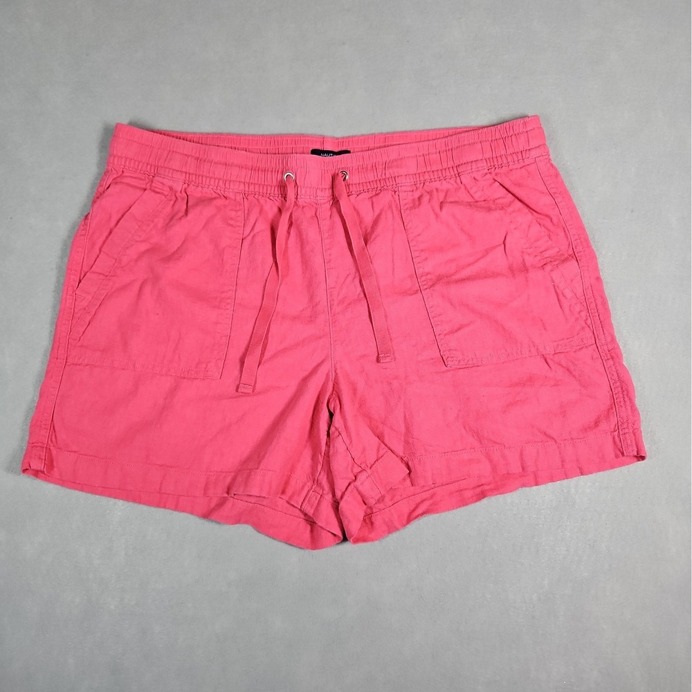 Nautica Womens Pink Pull On Linen Blend Shorts Size XL
